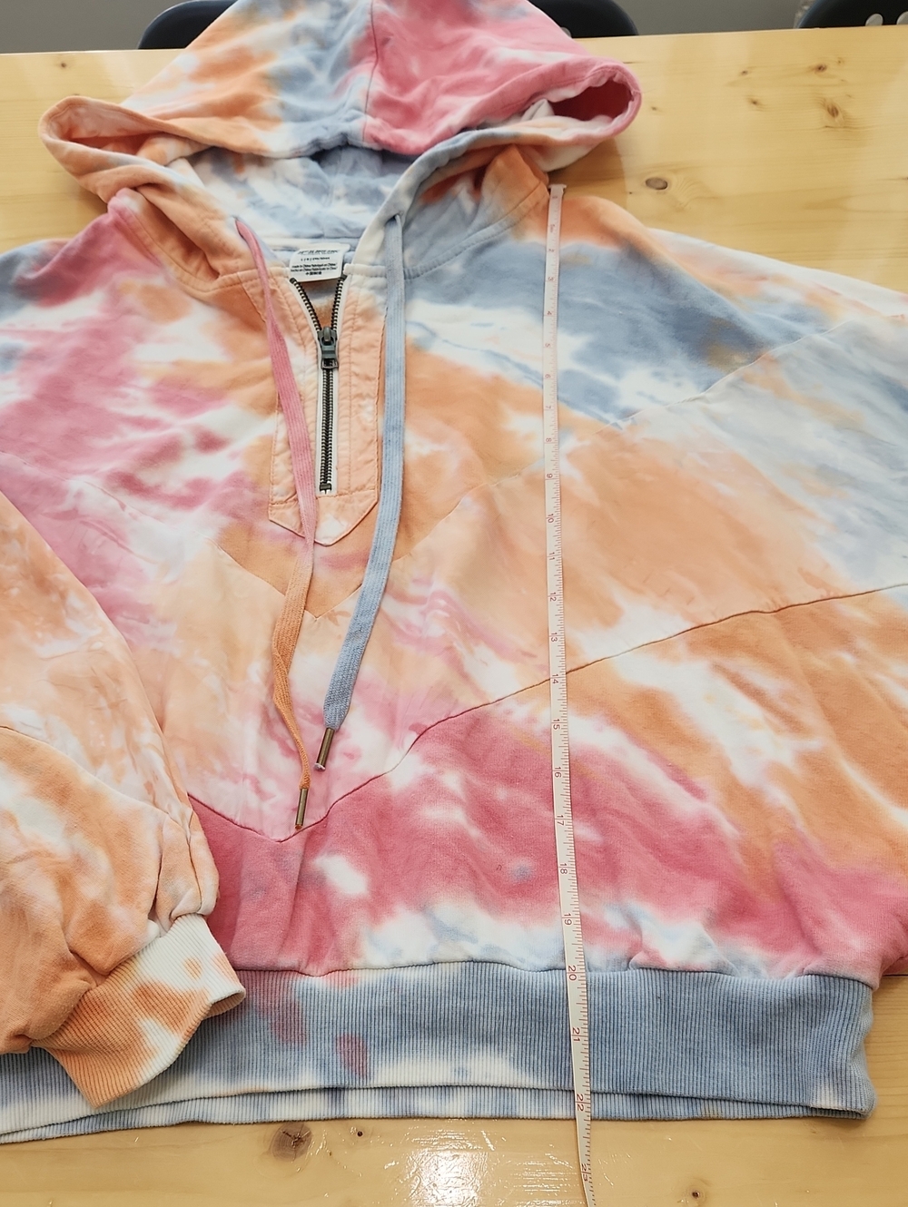 PINK Victoria's Secret Pastel Tie Dye Cropped Batwing Slouchy Hoodie L - Picture 16 of 16